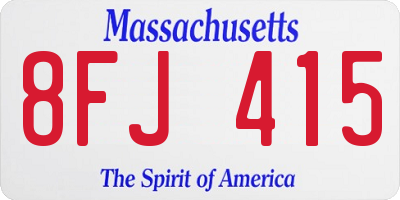 MA license plate 8FJ415
