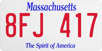 MA license plate 8FJ417