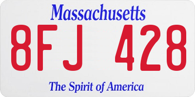 MA license plate 8FJ428