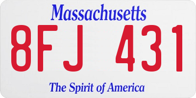 MA license plate 8FJ431