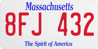 MA license plate 8FJ432