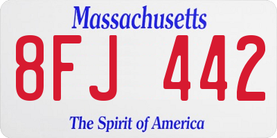 MA license plate 8FJ442
