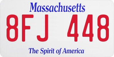 MA license plate 8FJ448