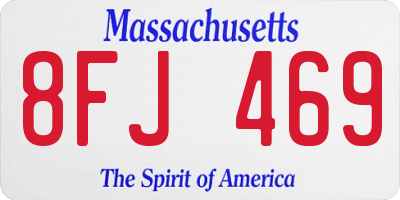 MA license plate 8FJ469