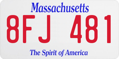 MA license plate 8FJ481