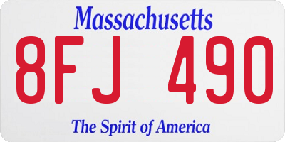MA license plate 8FJ490