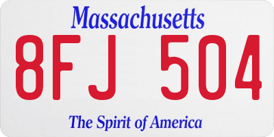 MA license plate 8FJ504
