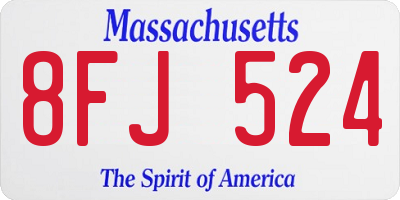 MA license plate 8FJ524