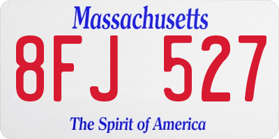 MA license plate 8FJ527