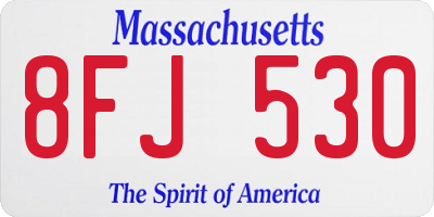 MA license plate 8FJ530