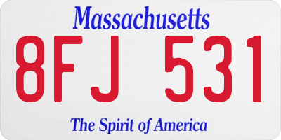 MA license plate 8FJ531