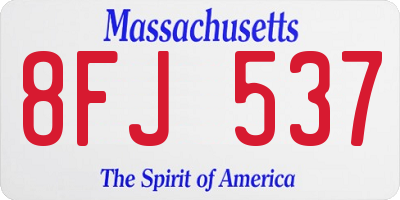 MA license plate 8FJ537