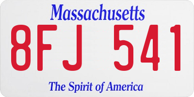 MA license plate 8FJ541