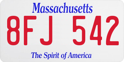 MA license plate 8FJ542