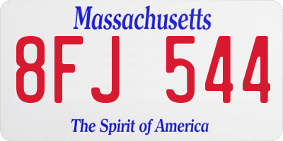 MA license plate 8FJ544