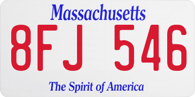 MA license plate 8FJ546