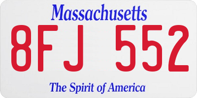 MA license plate 8FJ552