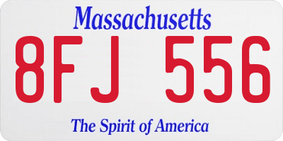 MA license plate 8FJ556