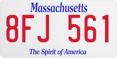 MA license plate 8FJ561