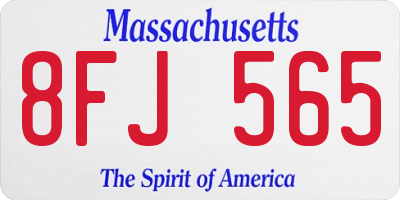 MA license plate 8FJ565