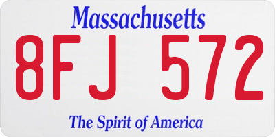 MA license plate 8FJ572