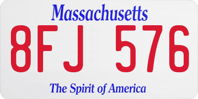 MA license plate 8FJ576