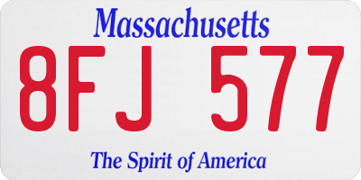 MA license plate 8FJ577