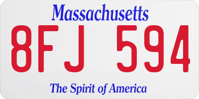 MA license plate 8FJ594