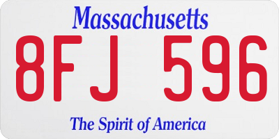 MA license plate 8FJ596