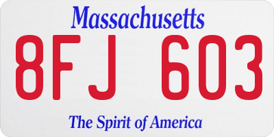 MA license plate 8FJ603
