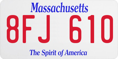MA license plate 8FJ610