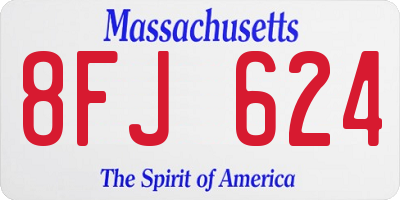 MA license plate 8FJ624