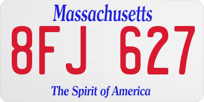 MA license plate 8FJ627