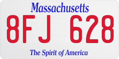 MA license plate 8FJ628