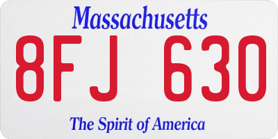 MA license plate 8FJ630