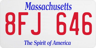 MA license plate 8FJ646