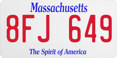MA license plate 8FJ649