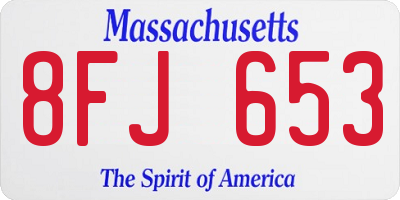 MA license plate 8FJ653