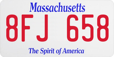 MA license plate 8FJ658