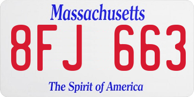 MA license plate 8FJ663