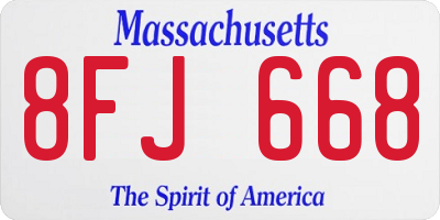 MA license plate 8FJ668
