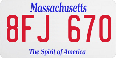 MA license plate 8FJ670