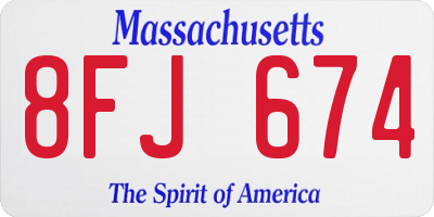 MA license plate 8FJ674