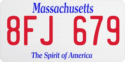 MA license plate 8FJ679