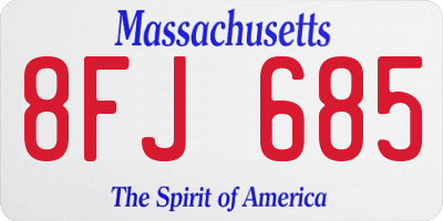 MA license plate 8FJ685