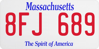 MA license plate 8FJ689