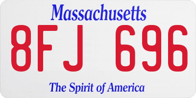 MA license plate 8FJ696