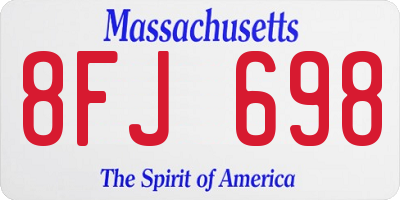 MA license plate 8FJ698
