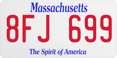MA license plate 8FJ699
