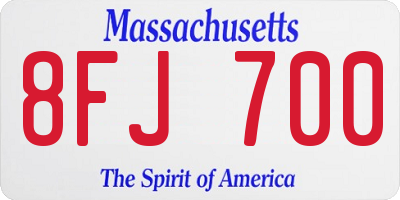 MA license plate 8FJ700